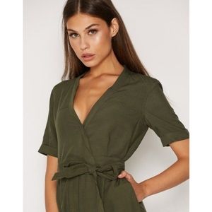French Connection Drape Belted Jumpsuit in Green